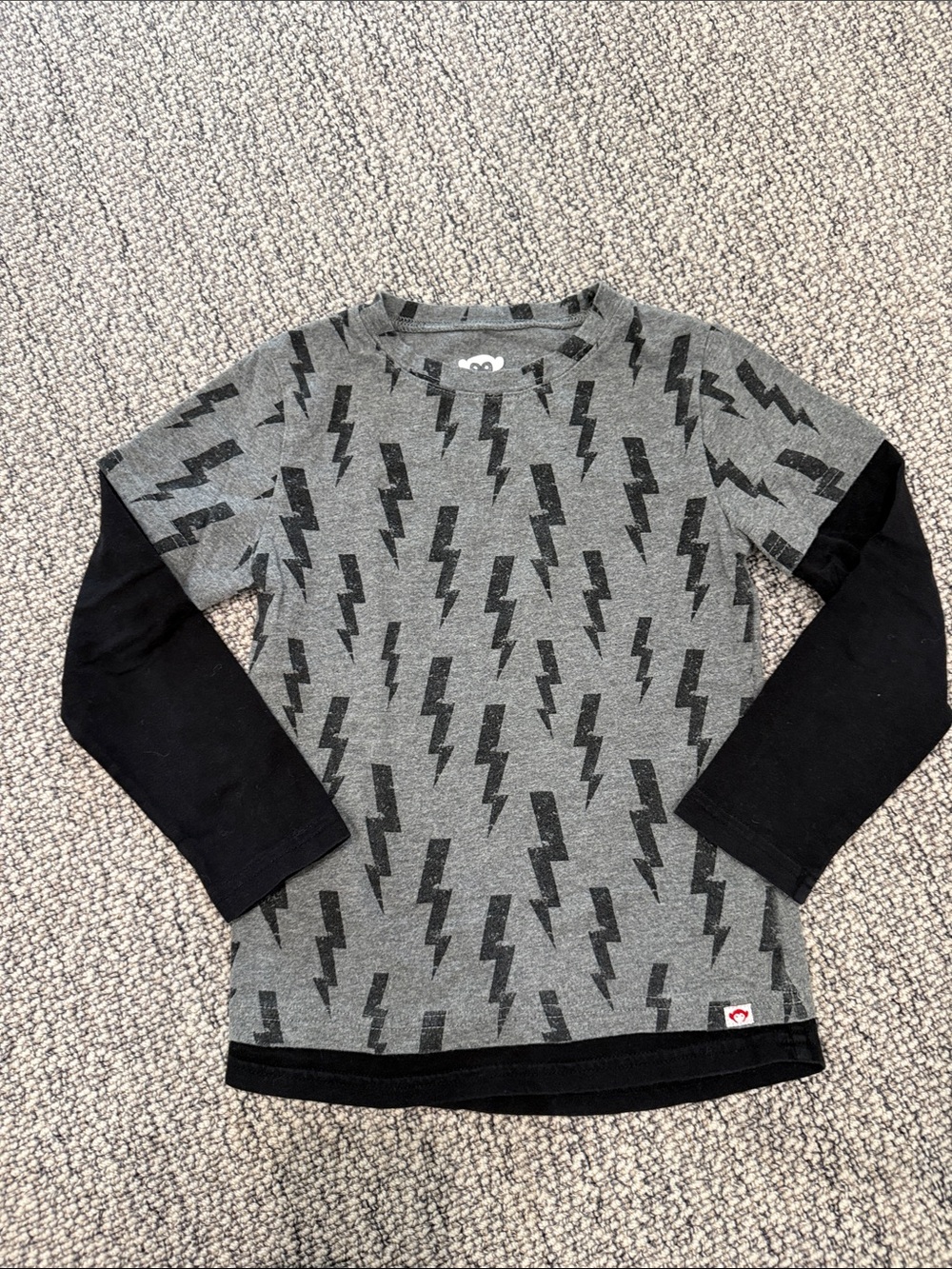 Appaman Grey Lightning Bolt Layered-Look Long Sleeve Tee